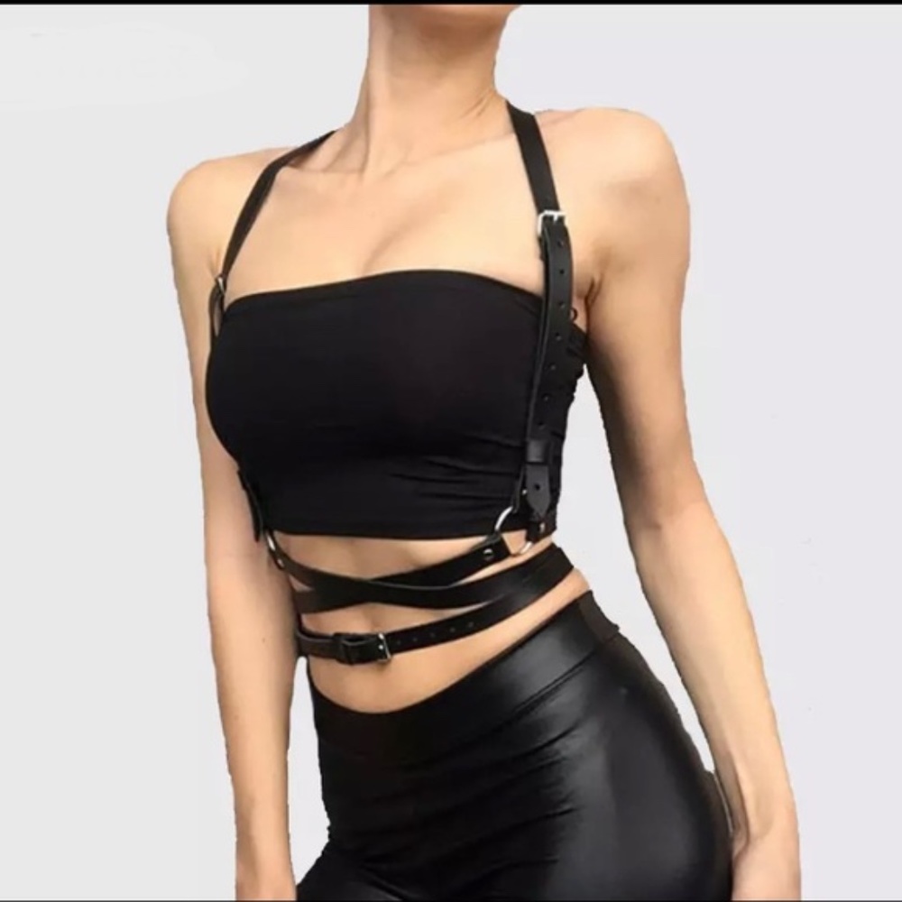 Harness Women Men Suspender Chest Belt PU Leather - Picture 13 of 14